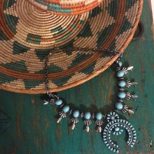 Beautiful faux turquoise squash blossom necklace!!